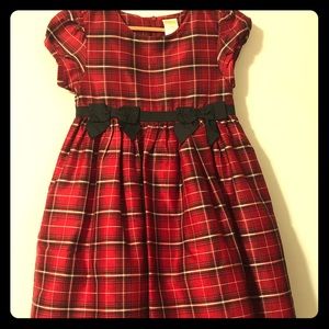 Silk red plaid girls dress